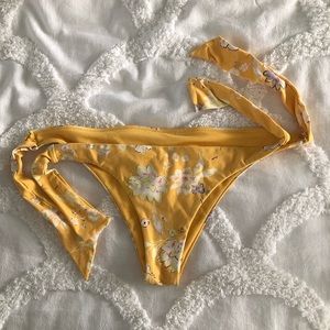 Womens Festival Floral Hawaii Yellow Bikini Bottom